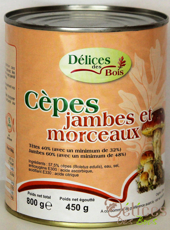 Champignons appertisés cèpes jambes et morceaux